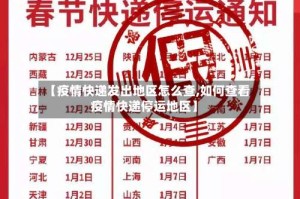 【疫情快递发出地区怎么查,如何查看疫情快递停运地区】